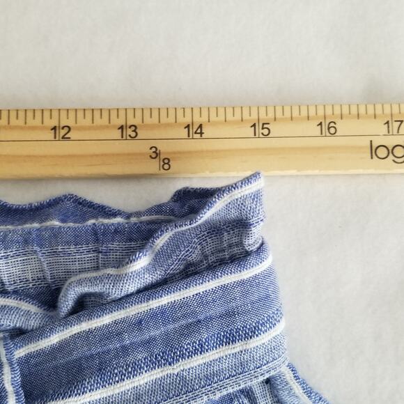 H&M Women's Linen Blend Paperbag Shorts Blue White, Size 12 - Picture 9 of 11